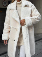 Women's suede jacket suit collar long cardigan - Nalani - UK Fashion Clothing and Decor