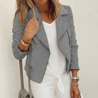 Women's Suede Moto Jacket - Asymmetrical Zip - Tailored Fit - Zippered Pockets - Nalani - UK Fashion Clothing and Decor