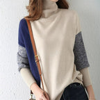 Women’s Sweater – High Collar – Loose Fit – Knitted Wool Blend – Ribbed Cuffs and Hem - Nalani - UK Fashion Clothing and Decor
