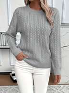 Women’s Sweatshirt – Classic Fit – Cable Knit Look – Long Sleeve – Wool Touch - Nalani - UK Fashion Clothing and Decor