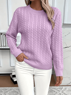 Women’s Sweatshirt – Classic Fit – Cable Knit Look – Long Sleeve – Wool Touch - Nalani - UK Fashion Clothing and Decor