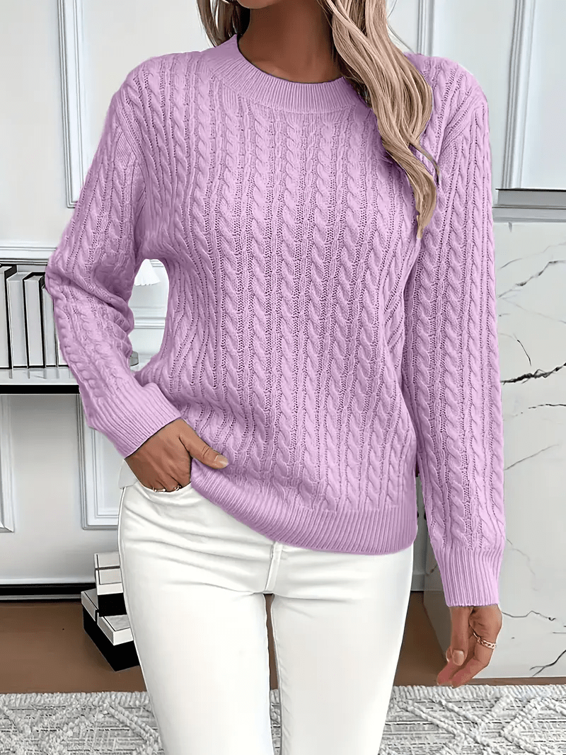 Women’s Sweatshirt – Classic Fit – Cable Knit Look – Long Sleeve – Wool Touch - Nalani - UK Fashion Clothing and Decor