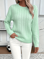 Women’s Sweatshirt – Classic Fit – Cable Knit Look – Long Sleeve – Wool Touch - Nalani - UK Fashion Clothing and Decor