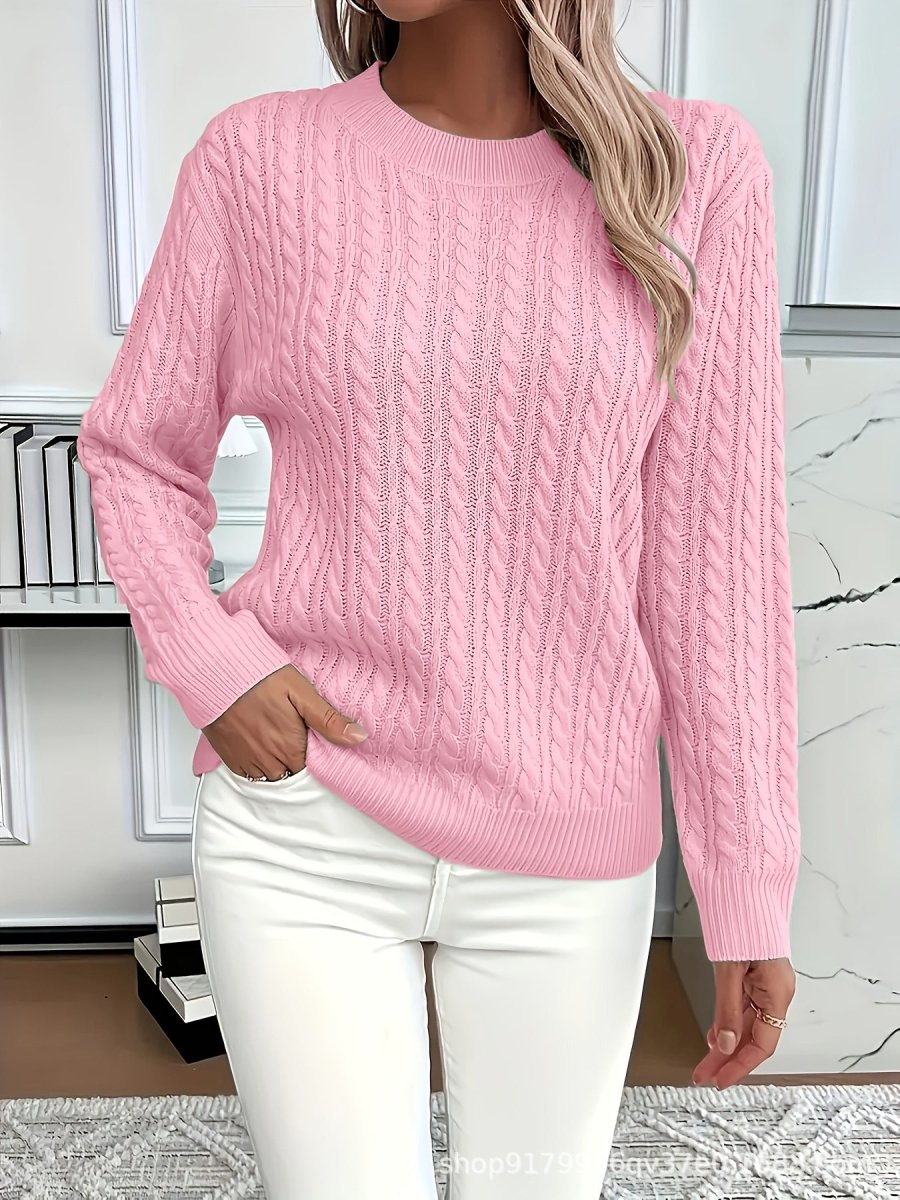 Women’s Sweatshirt – Classic Fit – Cable Knit Look – Long Sleeve – Wool Touch - Nalani - UK Fashion Clothing and Decor