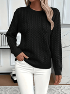 Women’s Sweatshirt – Classic Fit – Cable Knit Look – Long Sleeve – Wool Touch - Nalani - UK Fashion Clothing and Decor