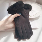 Womens Thick Plush Winter Gloves With Suede Touchscreen - Nalani - UK Fashion Clothing and Decor