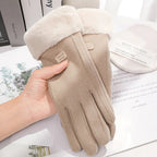 Womens Thick Plush Winter Gloves With Suede Touchscreen - Nalani - UK Fashion Clothing and Decor