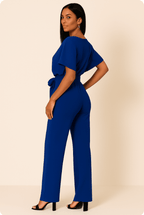 Womens Tie Waist Jumpsuit Short Sleeves For Day To Night Look - Nalani - UK and AUS Fashion Clothing and Decor
