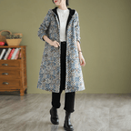 Women’s Trench Coat – Loose Fit – A - Line Silhouette – Hooded – Geometric Pattern - Nalani - UK Fashion Clothing and Decor