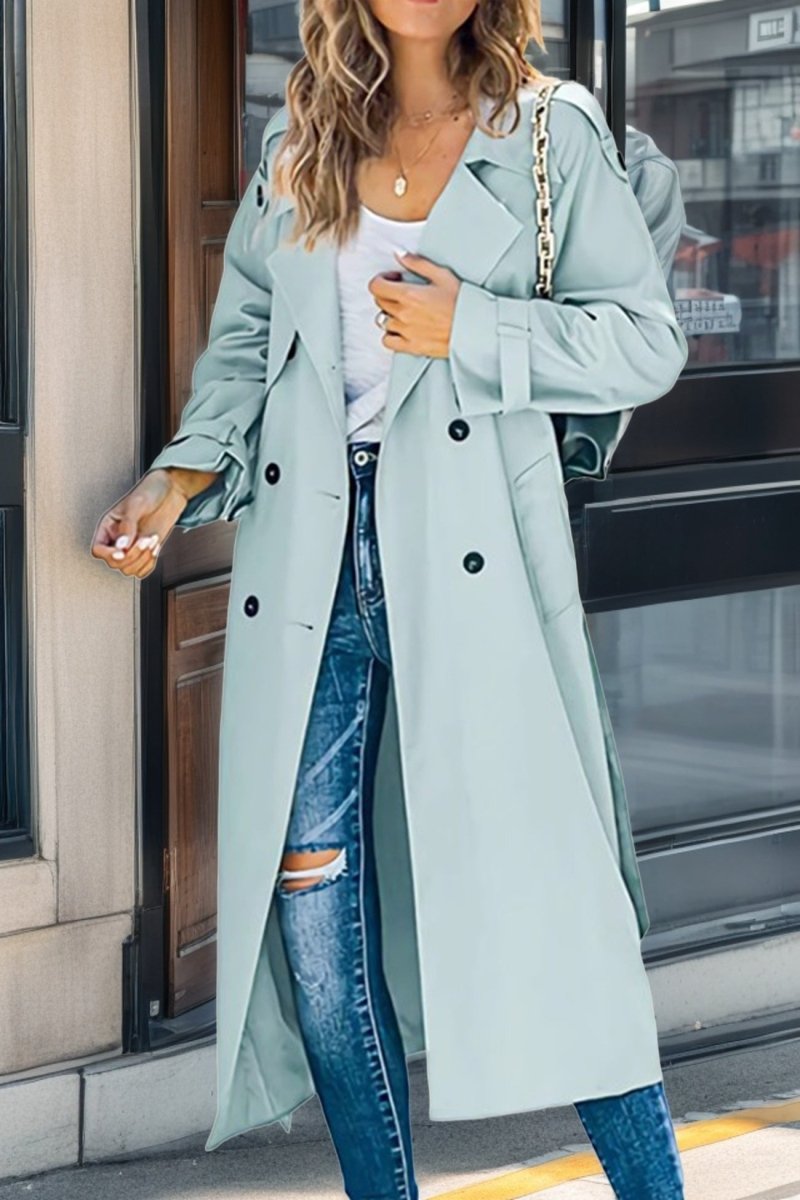 Women’s Trench Coat – Relaxed Fit – Double - Breasted – Belted Waist – Breathable Blend - Nalani - UK Fashion Clothing and Decor