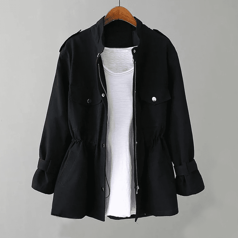 Women’s Trench Coat – Relaxed Fit – Zipper Front – Adjustable Waist – Utility Style - Nalani - UK Fashion Clothing and Decor