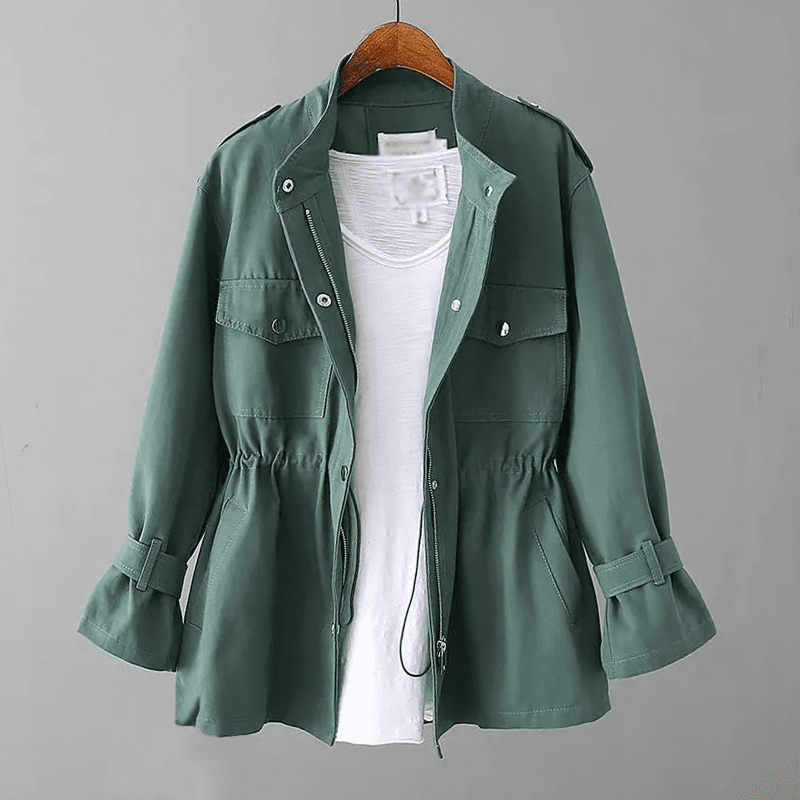 Women’s Trench Coat – Relaxed Fit – Zipper Front – Adjustable Waist – Utility Style - Nalani - UK Fashion Clothing and Decor
