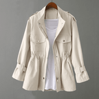 Women’s Trench Coat – Relaxed Fit – Zipper Front – Adjustable Waist – Utility Style - Nalani - UK Fashion Clothing and Decor