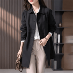 Women’s Trench Coat – Tailored Fit – Classic Collar – Single Breasted – Mid - Thigh Length - Nalani - UK Fashion Clothing and Decor