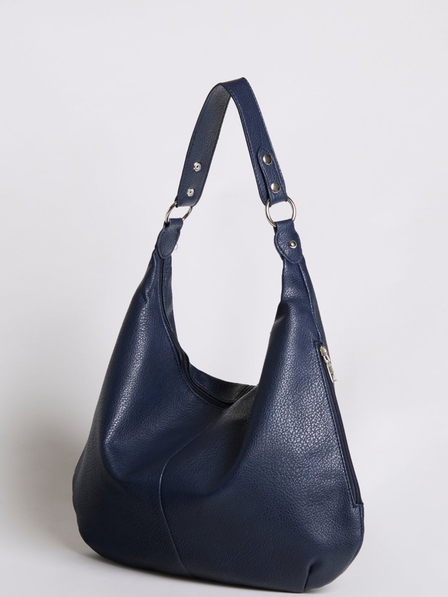 Women’s Vegan Leather Hobo Handbag - Large Shoulder Bag with Zip Pockets - Nalani - Fashion Clothing and Decor