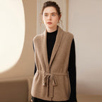 Womens Vest Blend Shawl Collar Belted Waist Layering - Nalani - UK Fashion Clothing and Decor