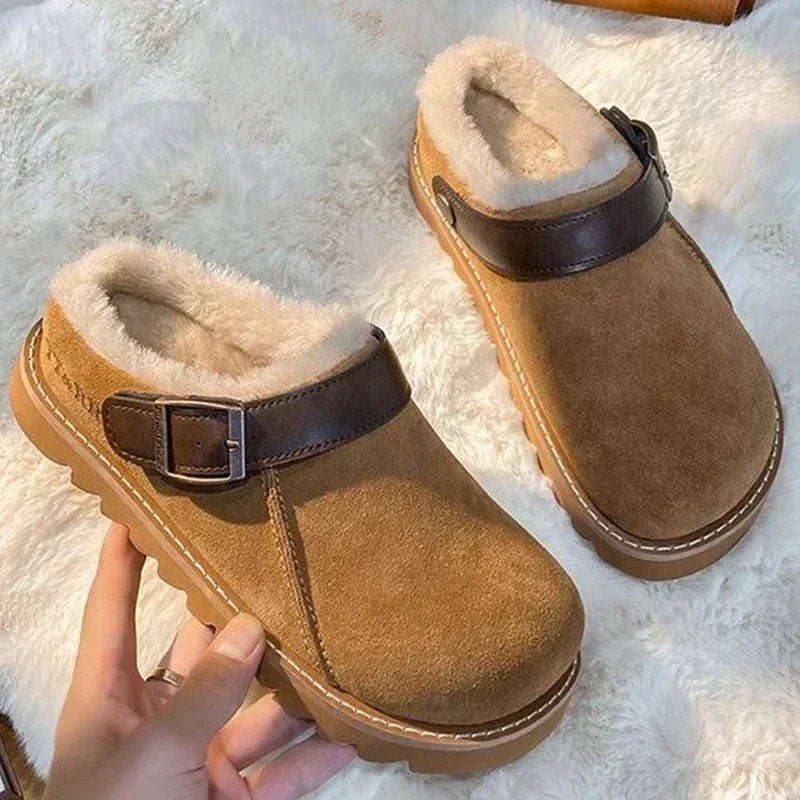 Women's Warm Clogs – Fleece Lined Winter Slippers & Mules with Soft Lining, Brown, EU 35–43 – Isana - Nalani - Fashion Clothing and Decor