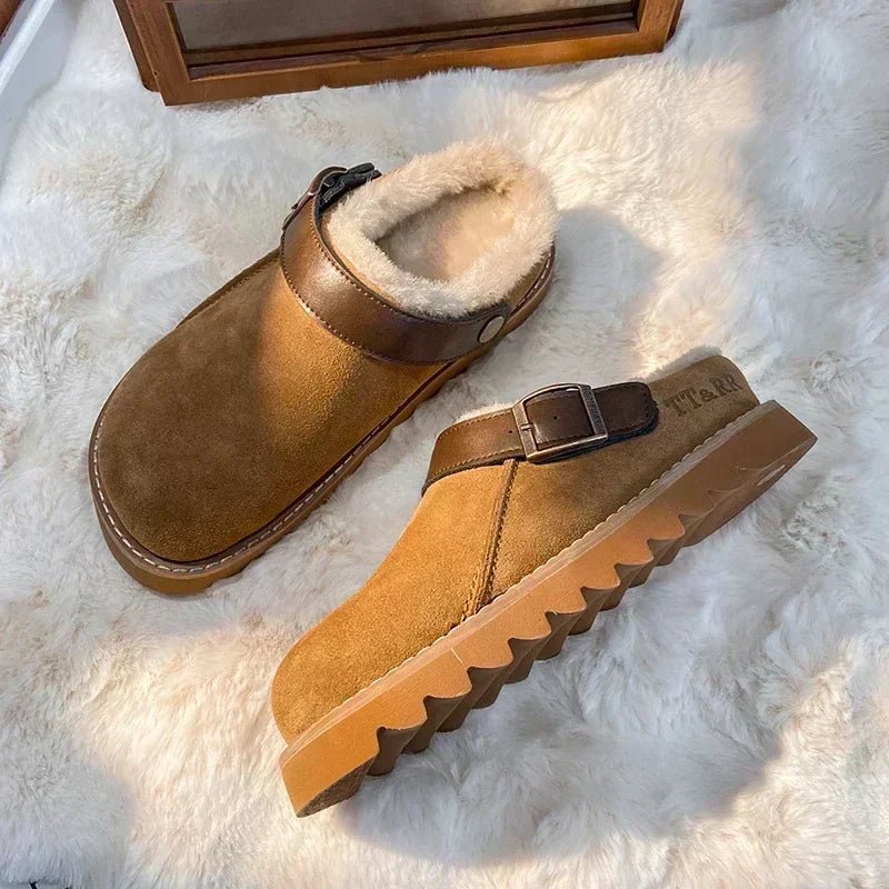 Women's Warm Clogs – Fleece Lined Winter Slippers & Mules with Soft Lining, Brown, EU 35–43 – Isana - Nalani - Fashion Clothing and Decor
