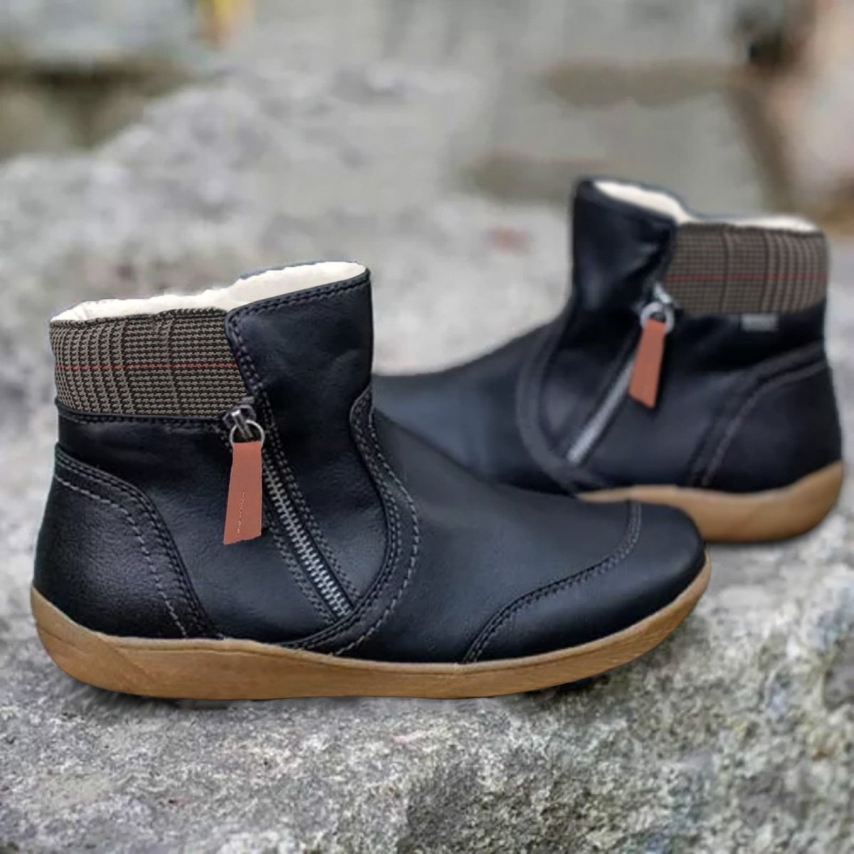 Women's Water-Repellent Ankle Boots – Booties with Side Zip & Non-Slip Tread, 5 Colors, EU 34–44 – Luna - Nalani - Fashion Clothing and Decor
