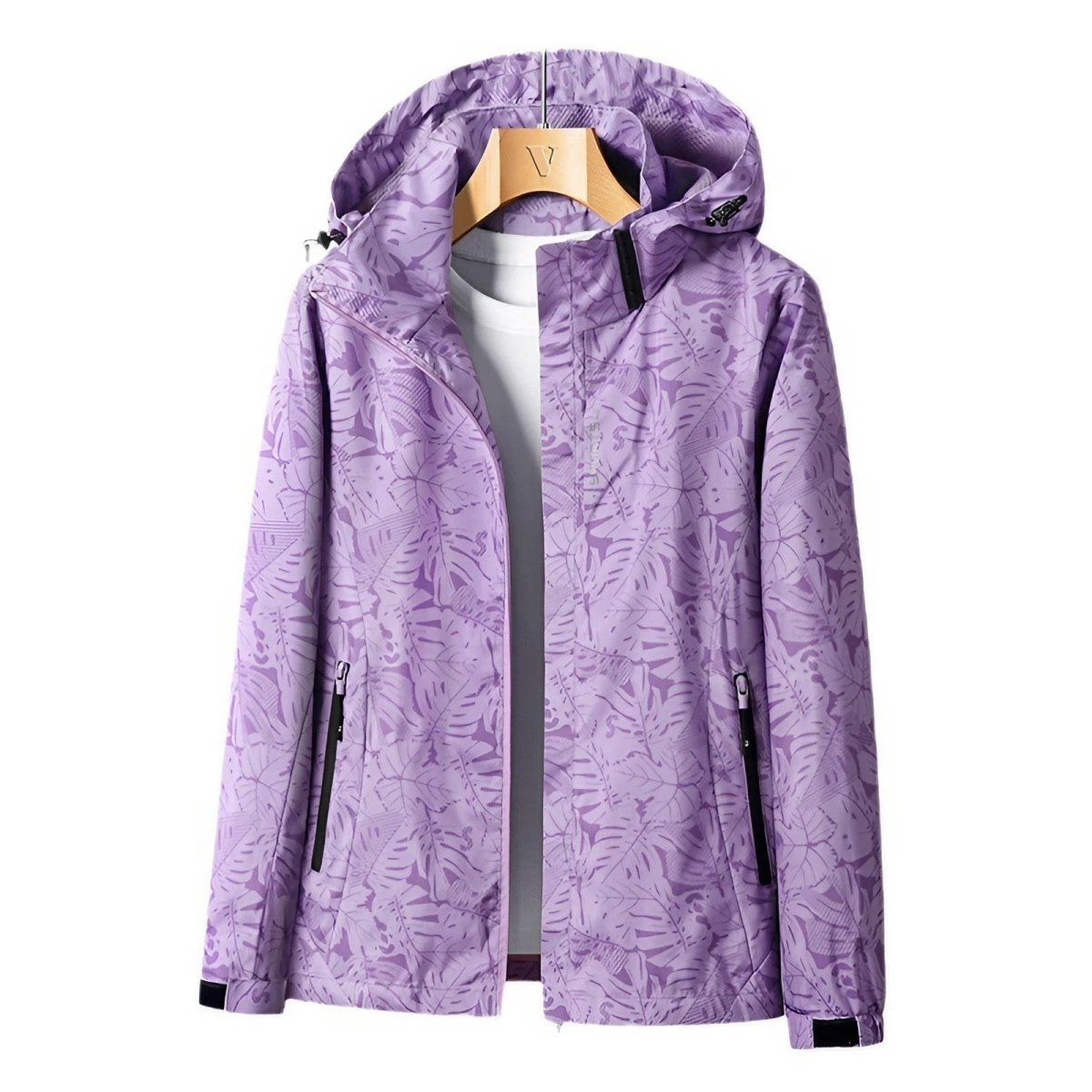 Women’s Waterproof Jacket – Lightweight Wind - Resistant – Adjustable Hood – Zip Pockets - Nalani - UK Fashion Clothing and Decor