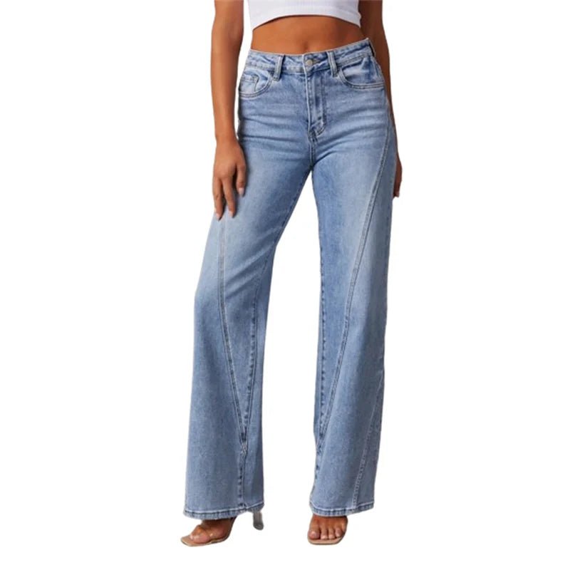 Women's Wide - Leg Jeans - High - Waisted - Relaxed Fit - Classic Five - Pocket Design - Nalani - UK Fashion Clothing and Decor
