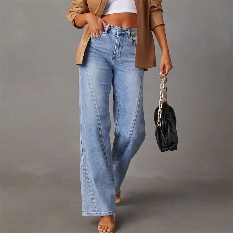Women's Wide - Leg Jeans - High - Waisted - Relaxed Fit - Classic Five - Pocket Design - Nalani - UK Fashion Clothing and Decor
