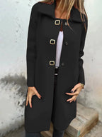 Women’s Wool Coat – Tailored Fit – Mid - Length – Single - Breasted with Wide Lapel - Nalani - UK Fashion Clothing and Decor
