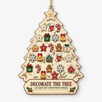 Wooden Wall Advent Calendar – Christmas Tree Shaped Countdown with 24 Wooden Ornaments, 12 x 10 in, Reusable - Nalani - Fashion Clothing and Decor
