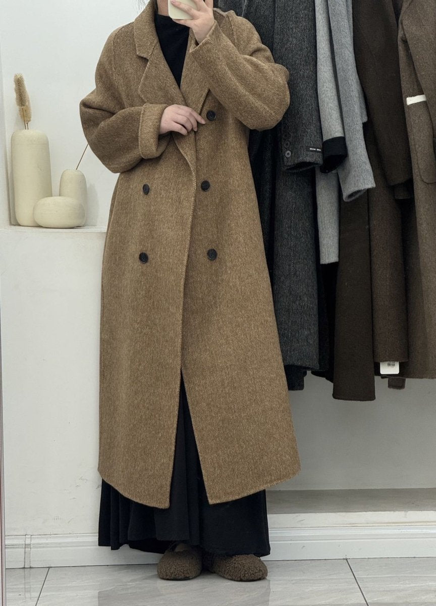 Woolen Long Winter Coat Double Breasted Plus Size Style - Nalani - UK Fashion Clothing and Decor