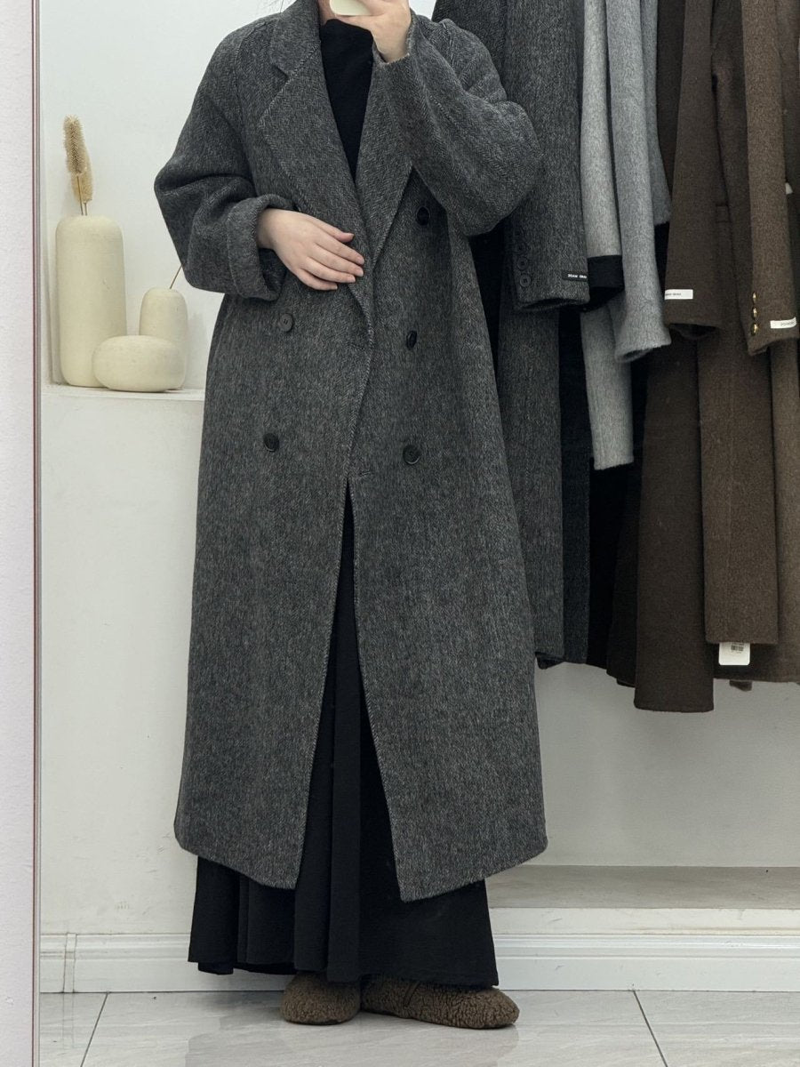 Woolen Long Winter Coat Double Breasted Plus Size Style - Nalani - UK Fashion Clothing and Decor