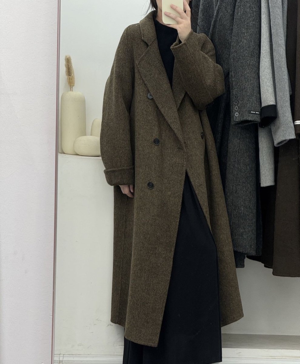 Woolen Long Winter Coat Double Breasted Plus Size Style - Nalani - UK Fashion Clothing and Decor