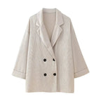 Wrinkle Effect Double Breasted Women Suit Set For Spring Summer - Nalani - UK and AUS Fashion Clothing and Decor