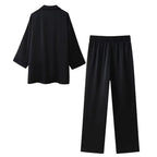 Wrinkle Effect Double Breasted Women Suit Set For Spring Summer - Nalani - UK and AUS Fashion Clothing and Decor