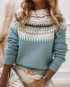 Zahara | Women's Sweater | Long Sleeve Geometric Motif Pattern - Nalani - Fashion Clothing and Decor