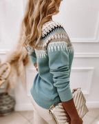 Zahara | Women's Sweater | Long Sleeve Geometric Motif Pattern - Nalani - Fashion Clothing and Decor