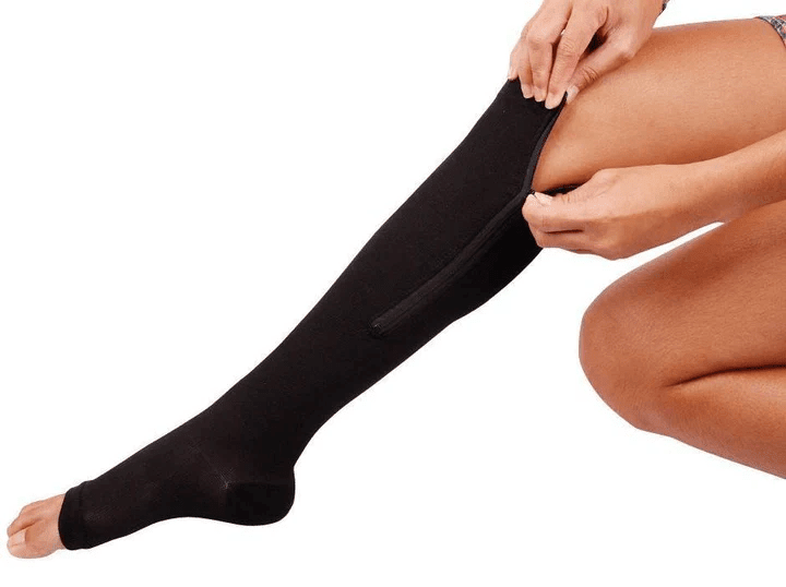 Zipper Support Socks – Open Toe Zip-Up Socks for Men & Women, Easy On & Off, Beige or Black, S–XXL - Nalani - Fashion Clothing and Decor