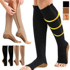 Zipper Support Socks – Open Toe Zip-Up Socks for Men & Women, Easy On & Off, Beige or Black, S–XXL - Nalani - Fashion Clothing and Decor
