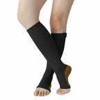 Zipper Support Socks – Open Toe Zip-Up Socks for Men & Women, Easy On & Off, Beige or Black, S–XXL - Nalani - Fashion Clothing and Decor